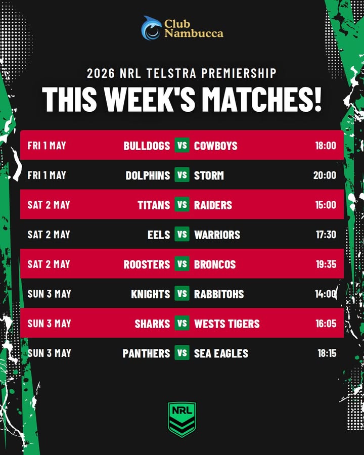 Featured image for “Watch the 2026 NRL Telstra Premiership This Week at Club Nambucca”