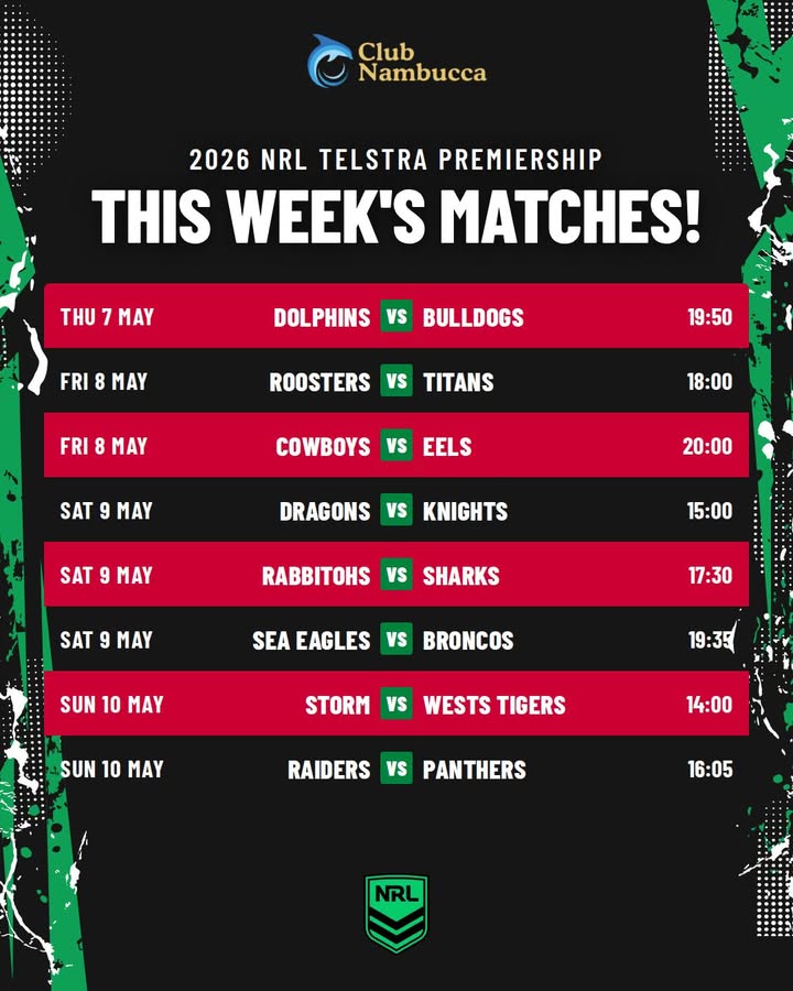Featured image for “Watch NRL Live This Week at Club Nambucca”