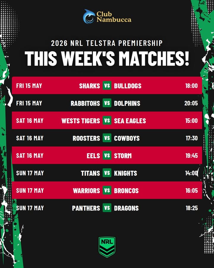 Featured image for “Watch NRL Live This Week at Club Nambucca”
