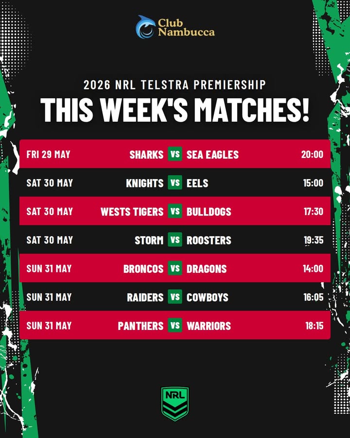 Featured image for “Watch NRL Live This Week at Club Nambucca”