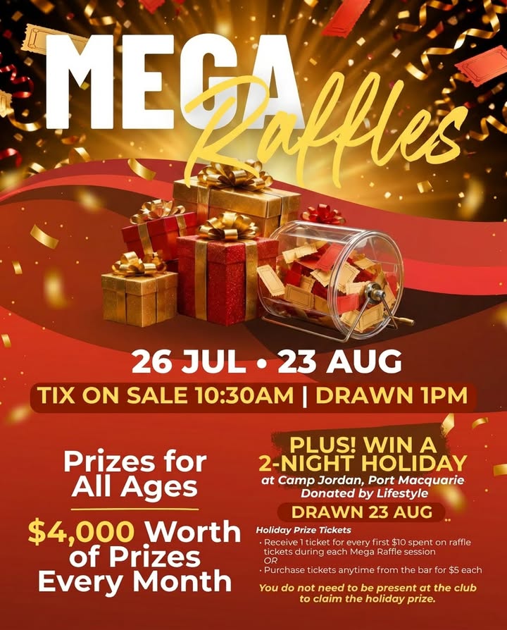 Featured image for “Mega Raffles at Club Nambucca – $4,000 in Prizes Every Month”