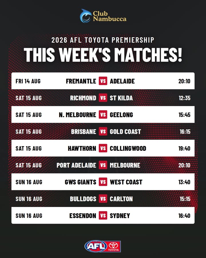 Featured image for “Watch AFL & NRL Live at Club Nambucca This Week”